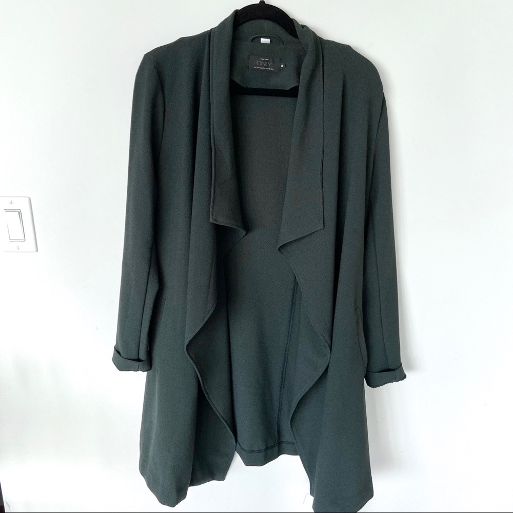 Elegant Women's Dark Gray Drape Jacket